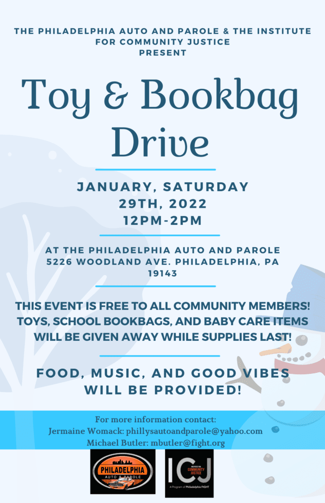 Toys and bookbags drive